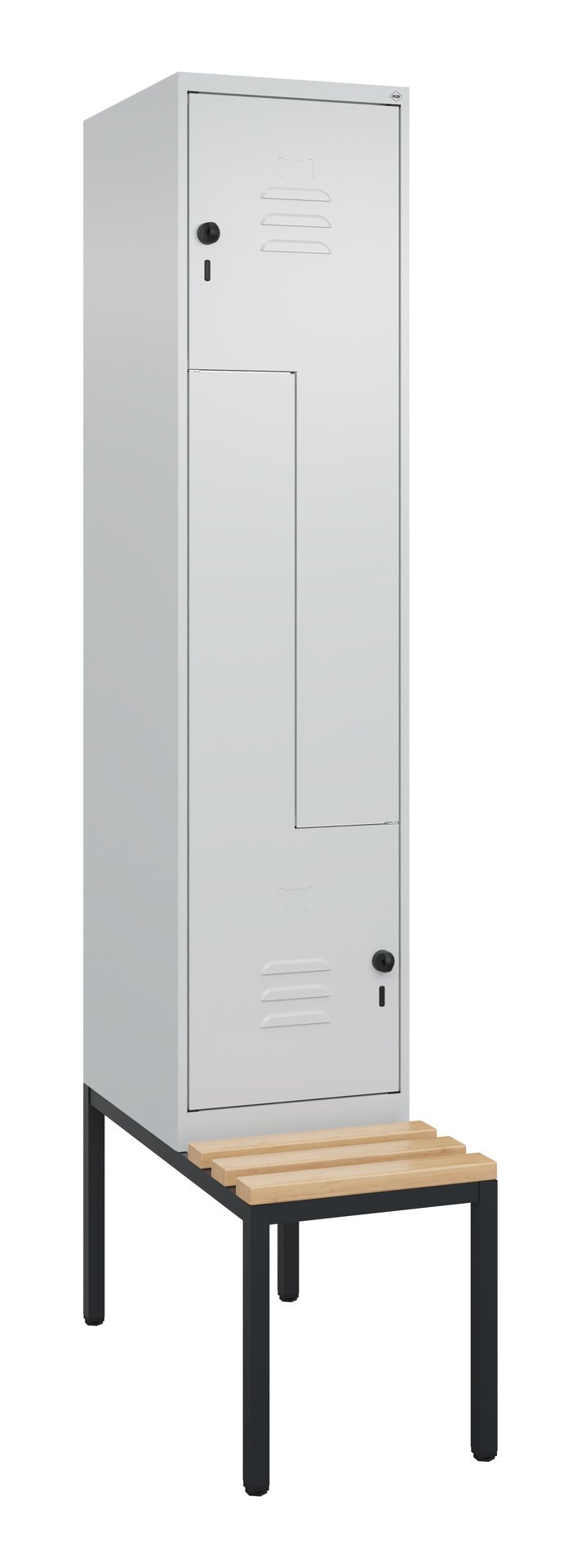 C+P Z-Spind Classic PLUS, Bank, 2 Abteile, 2120x400x815mm, 7035/7035 Produktbild img2 L