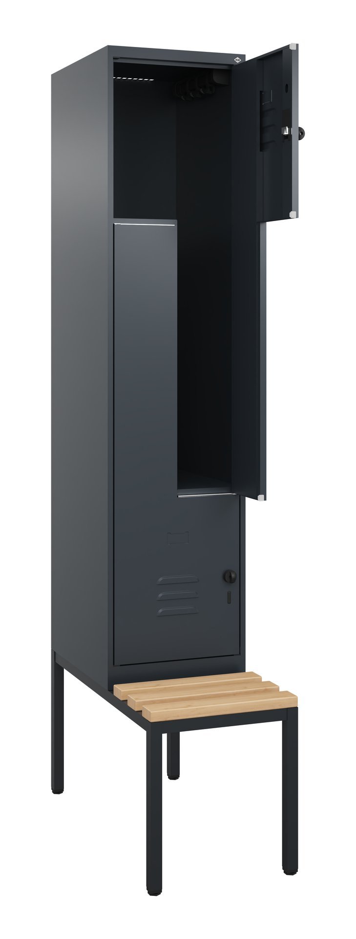 C+P Z-Spind Classic PLUS, Bank, 2 Abteile, 2120x400x815mm, 7016/7016 Produktbild img1 L