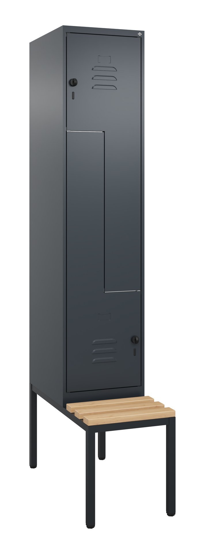 C+P Z-Spind Classic PLUS, Bank, 2 Abteile, 2120x400x815mm, 7016/7016 Produktbild img2 L
