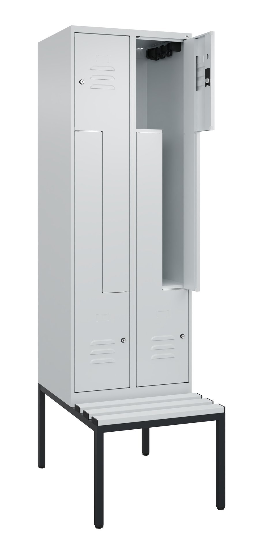 C+P Z-Spind Classic PLUS, Bank, 4 Abteile, 2120x600x815mm, 7035/7035 Produktbild img1 L