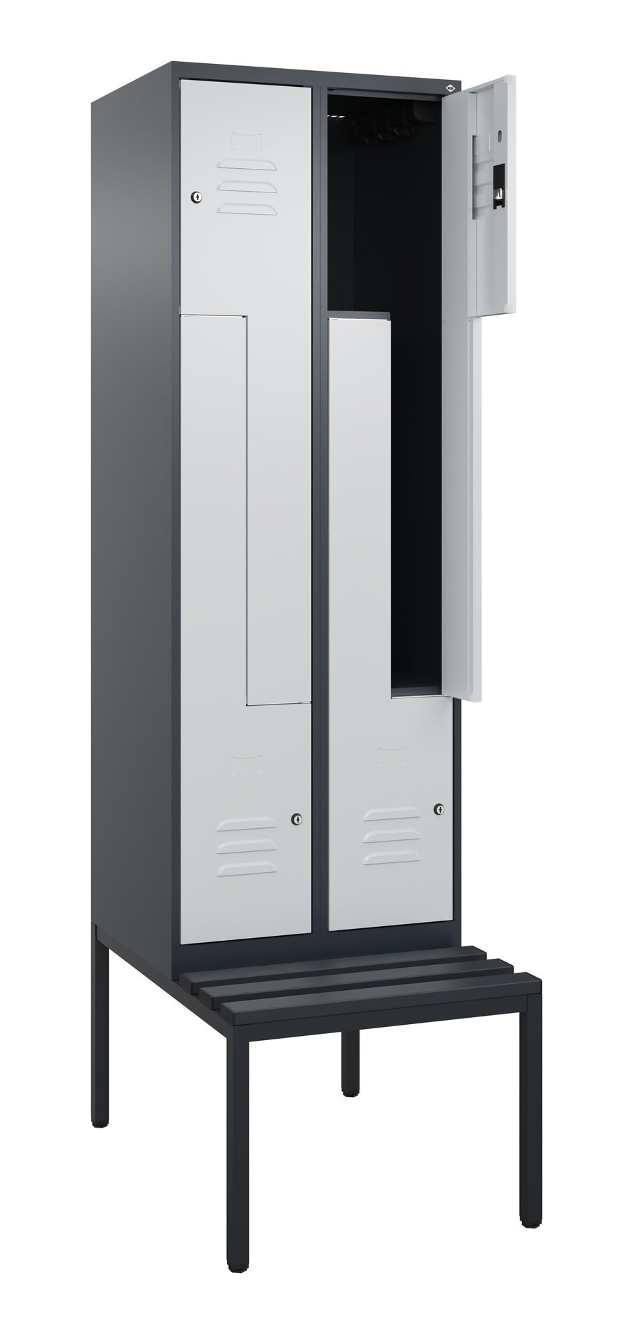 C+P Z-Spind Classic PLUS, Bank, 4 Abteile, 2120x600x815mm, 7016/7035 Produktbild img1 L