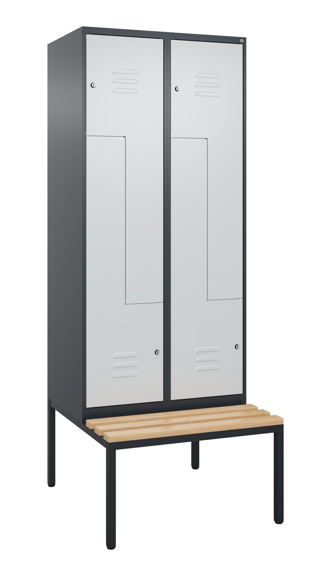 C+P Z-Spind Classic PLUS, Bank, 4 Abteile, 2120x800x815mm, 7016/7035 Produktbild img2 L