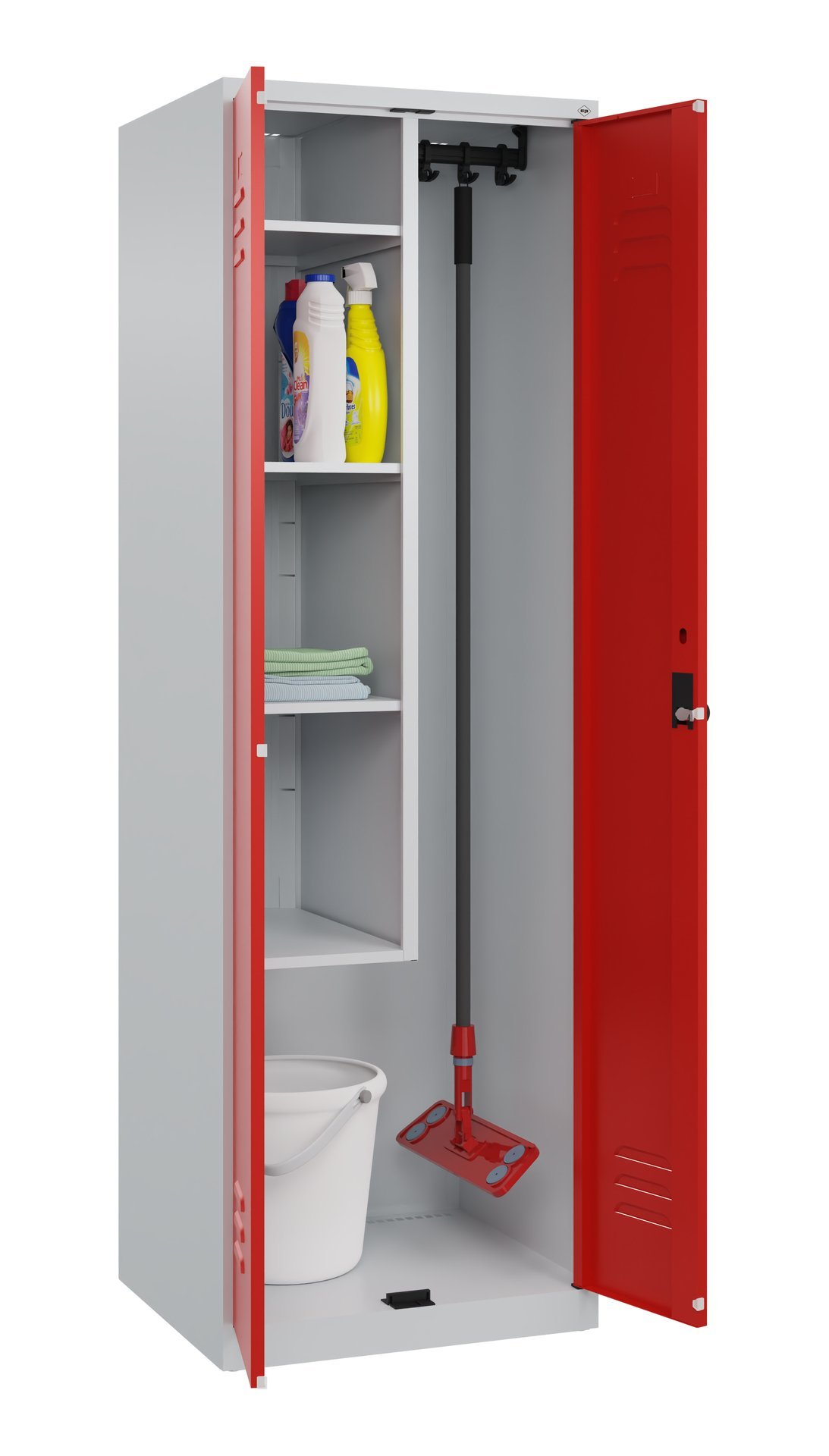 C+P Putzmittel-Spind Classic PLUS, 2 Abteile, 1850x600x500mm, 7035/3020 Produktbild img1 L