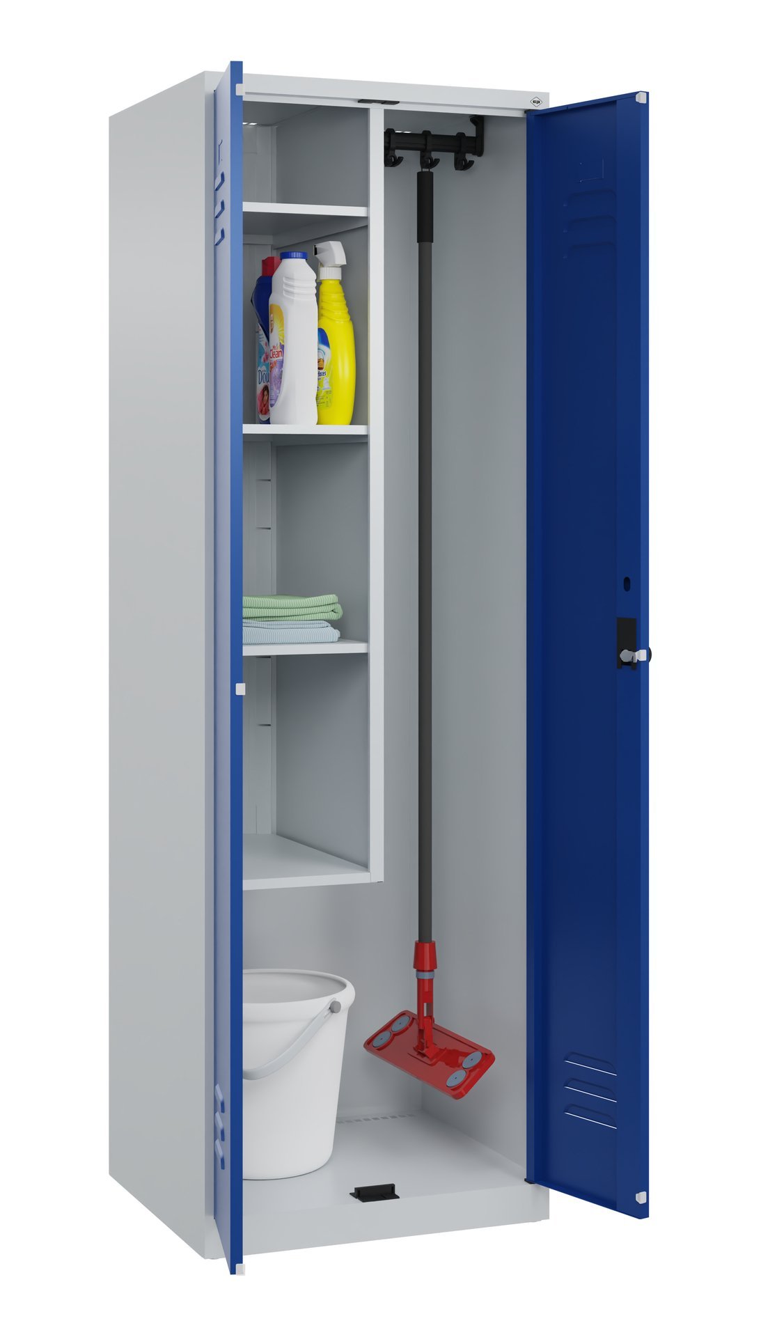 C+P Putzmittel-Spind Classic PLUS, 2 Abteile, 1850x600x500mm, 7035/5010 Produktbild img1 L