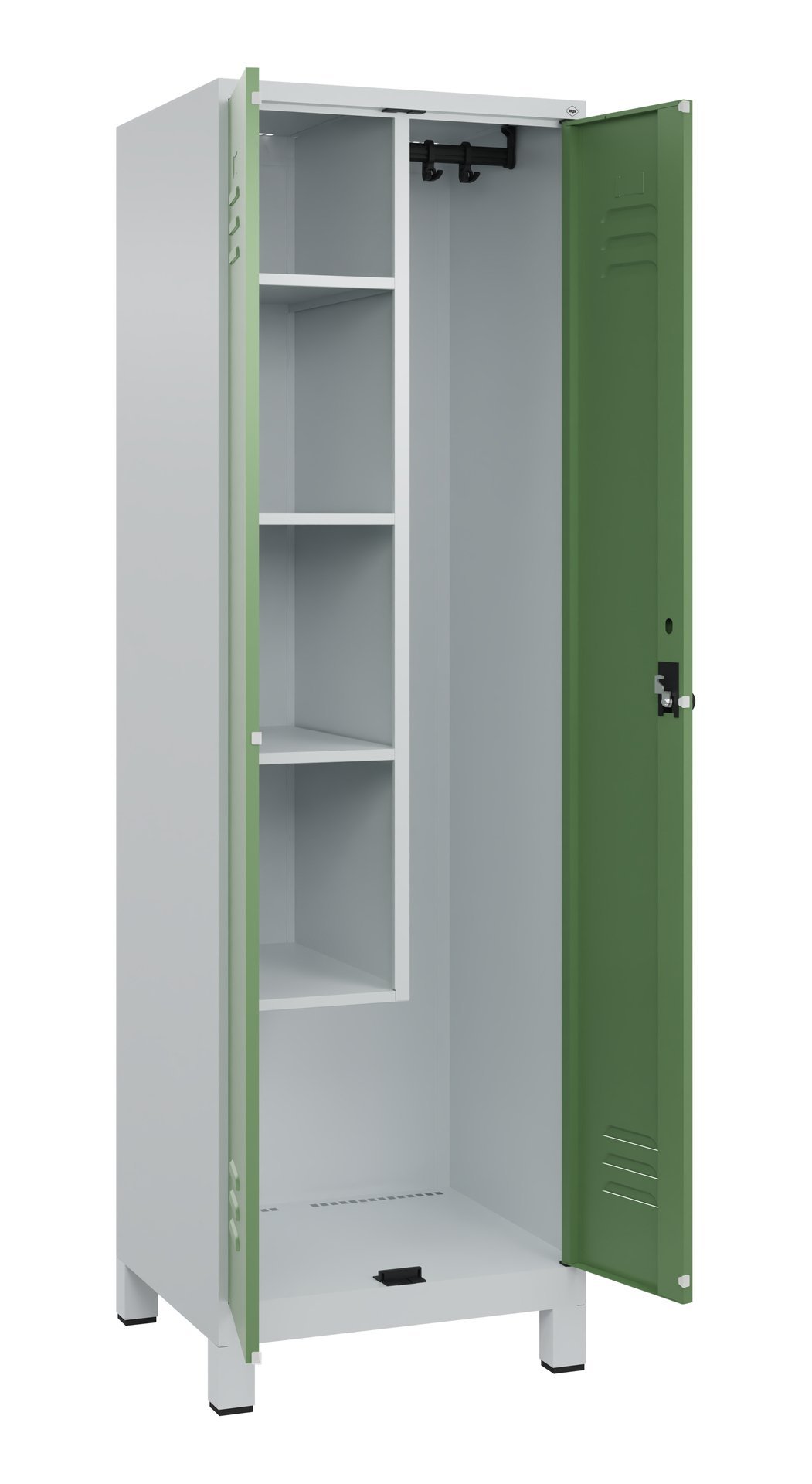 C+P Putzmittel-Spind Classic PLUS, Füße, 2 Abteile, 1950x600x500mm, 7035/6011 Produktbild img1 L