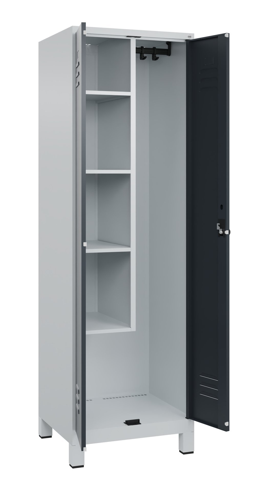 C+P Putzmittel-Spind Classic PLUS, Füße, 2 Abteile, 1950x600x500mm, 7035/7016 Produktbild img2 L