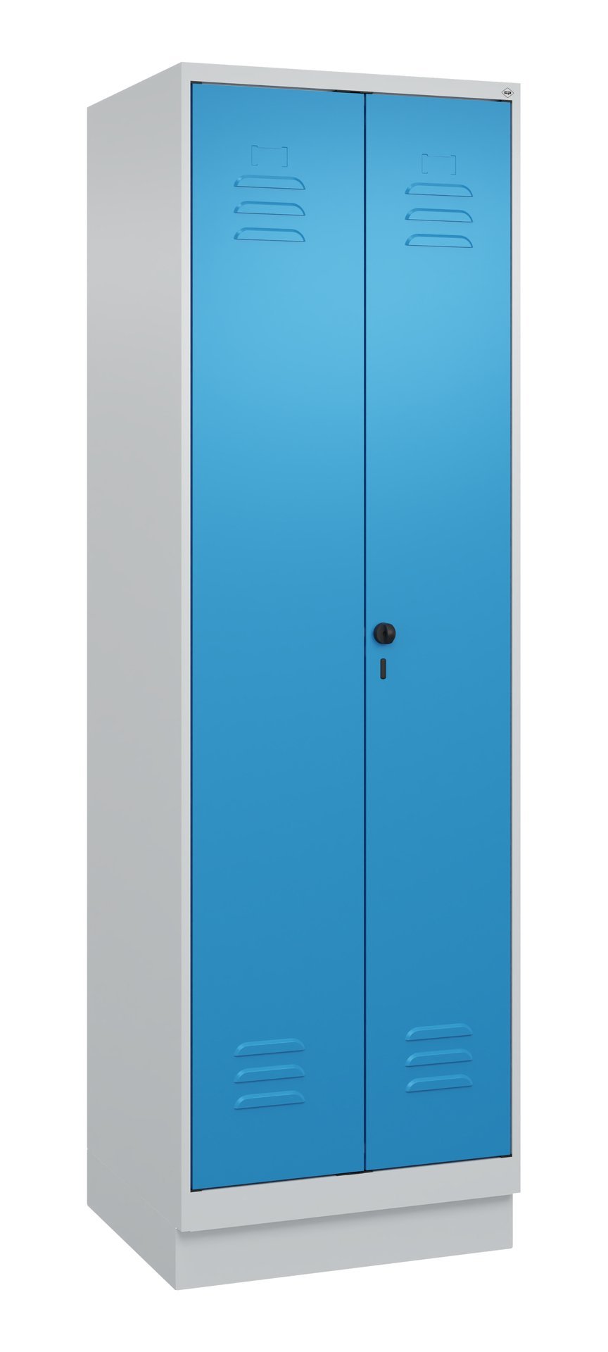 C+P Putzmittel-Spind Classic PLUS, Sockel, 2 Abteile, 1950x600x500mm, 7035/5012 Produktbild img2 L