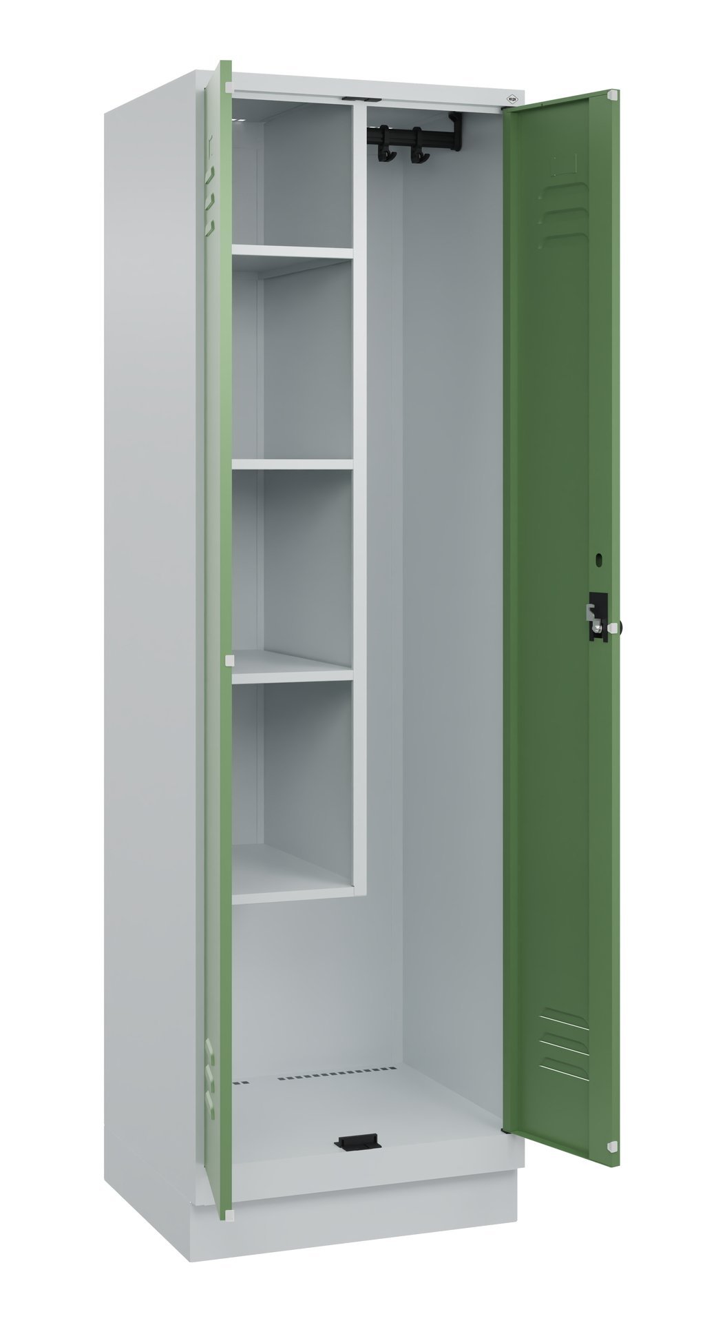 C+P Putzmittel-Spind Classic PLUS, Sockel, 2 Abteile, 1950x600x500mm, 7035/6011 Produktbild img1 L