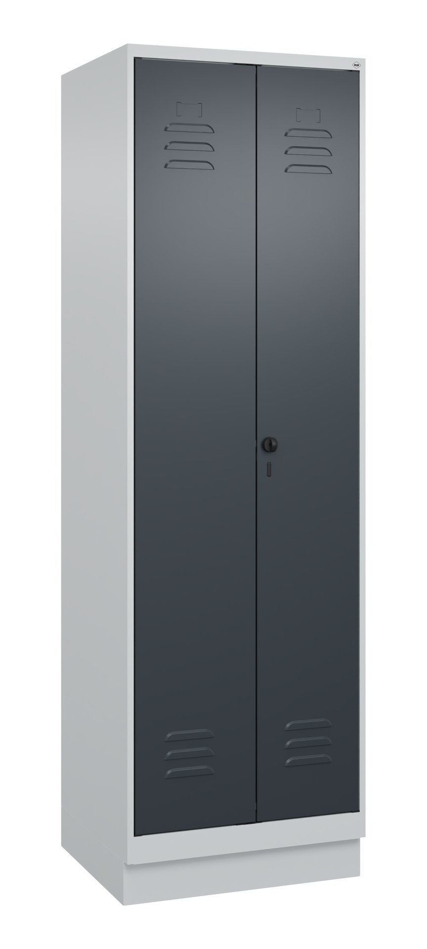 C+P Putzmittel-Spind Classic PLUS, Sockel, 2 Abteile, 1950x600x500mm, 7035/7016 Produktbild img3 L