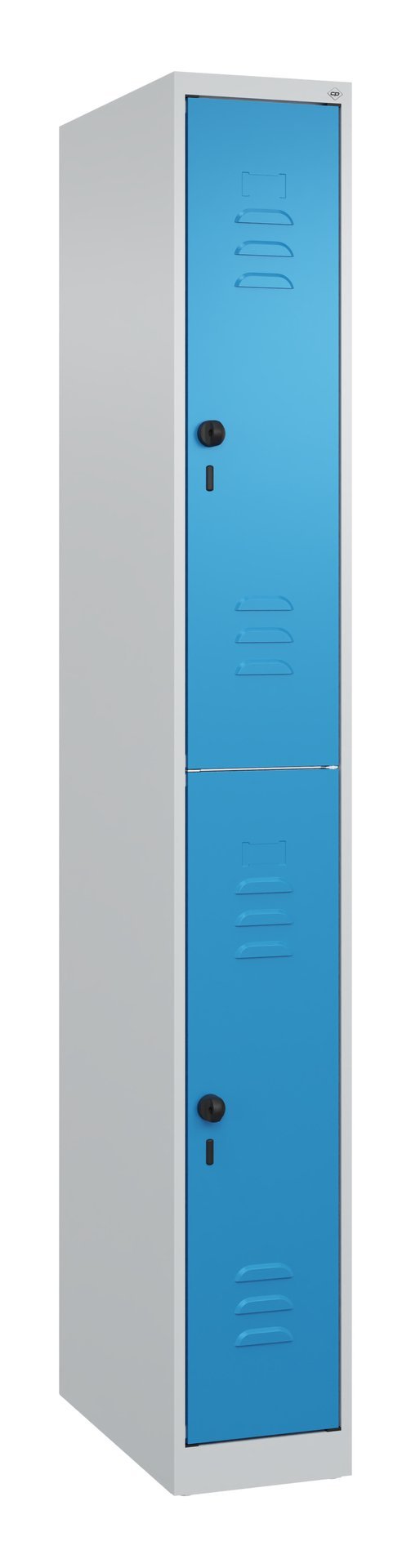 C+P Doppelstock-Spind Classic PLUS, 2 Fächer, 1850x250x500mm, 7035/5012 Produktbild img2 L