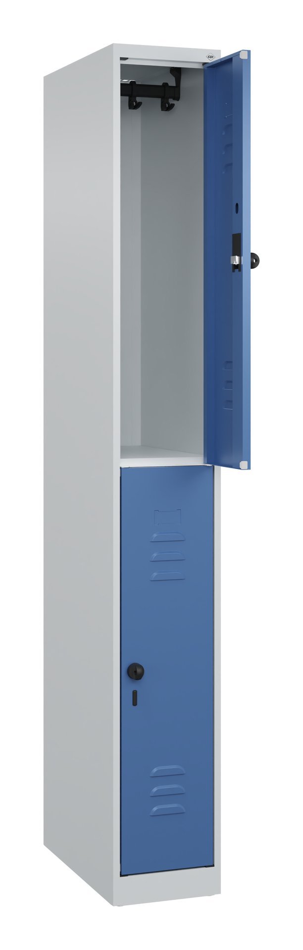 C+P Doppelstock-Spind Classic PLUS, 2 Fächer, 1850x250x500mm, 7035/5023 Produktbild img1 L