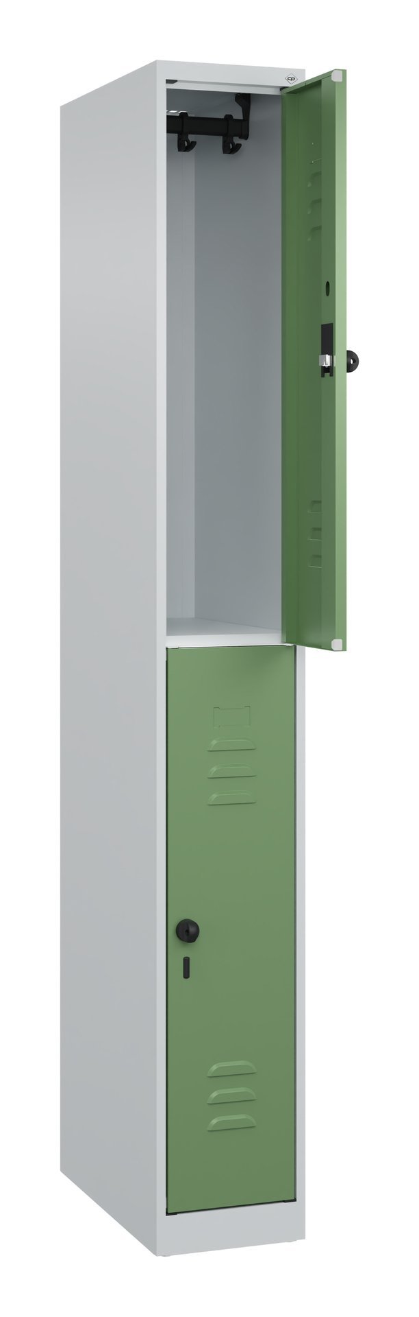 C+P Doppelstock-Spind Classic PLUS, 2 Fächer, 1850x250x500mm, 7035/6011 Produktbild img1 L
