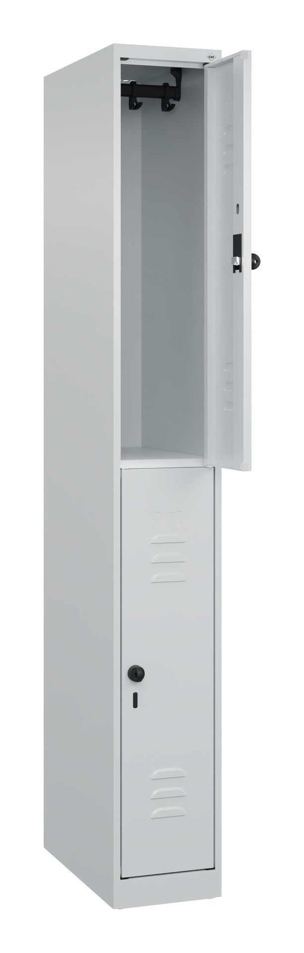 C+P Doppelstock-Spind Classic PLUS, 2 Fächer, 1850x250x500mm, 7035/7035 Produktbild img1 L