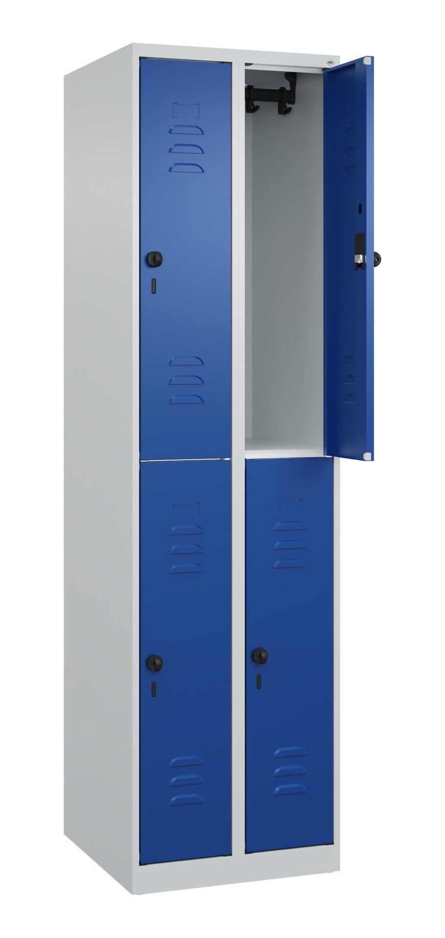 C+P Doppelstock-Spind Classic PLUS, 4 Fächer, 1850x500x500mm, 7035/5010 Produktbild img1 L
