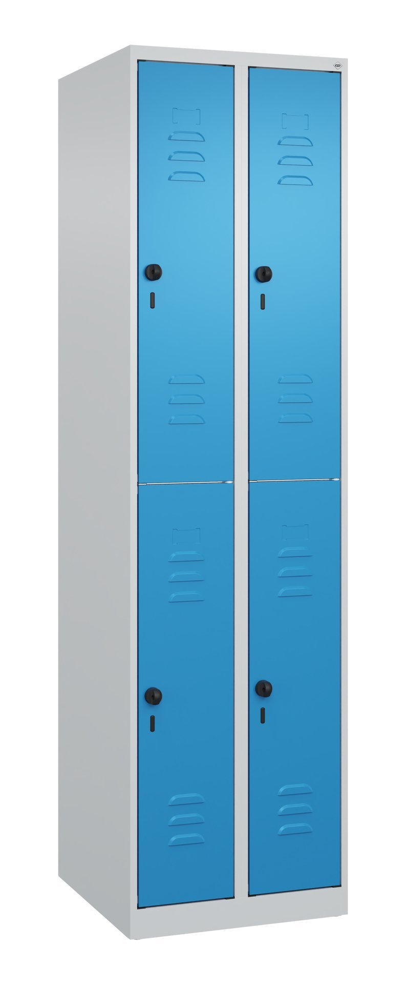 C+P Doppelstock-Spind Classic PLUS, 4 Fächer, 1850x500x500mm, 7035/5012 Produktbild img2 L