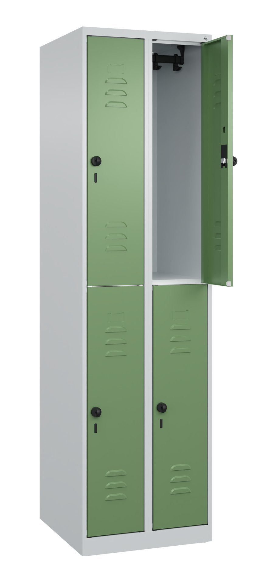 C+P Doppelstock-Spind Classic PLUS, 4 Fächer, 1850x500x500mm, 7035/6011 Produktbild img1 L