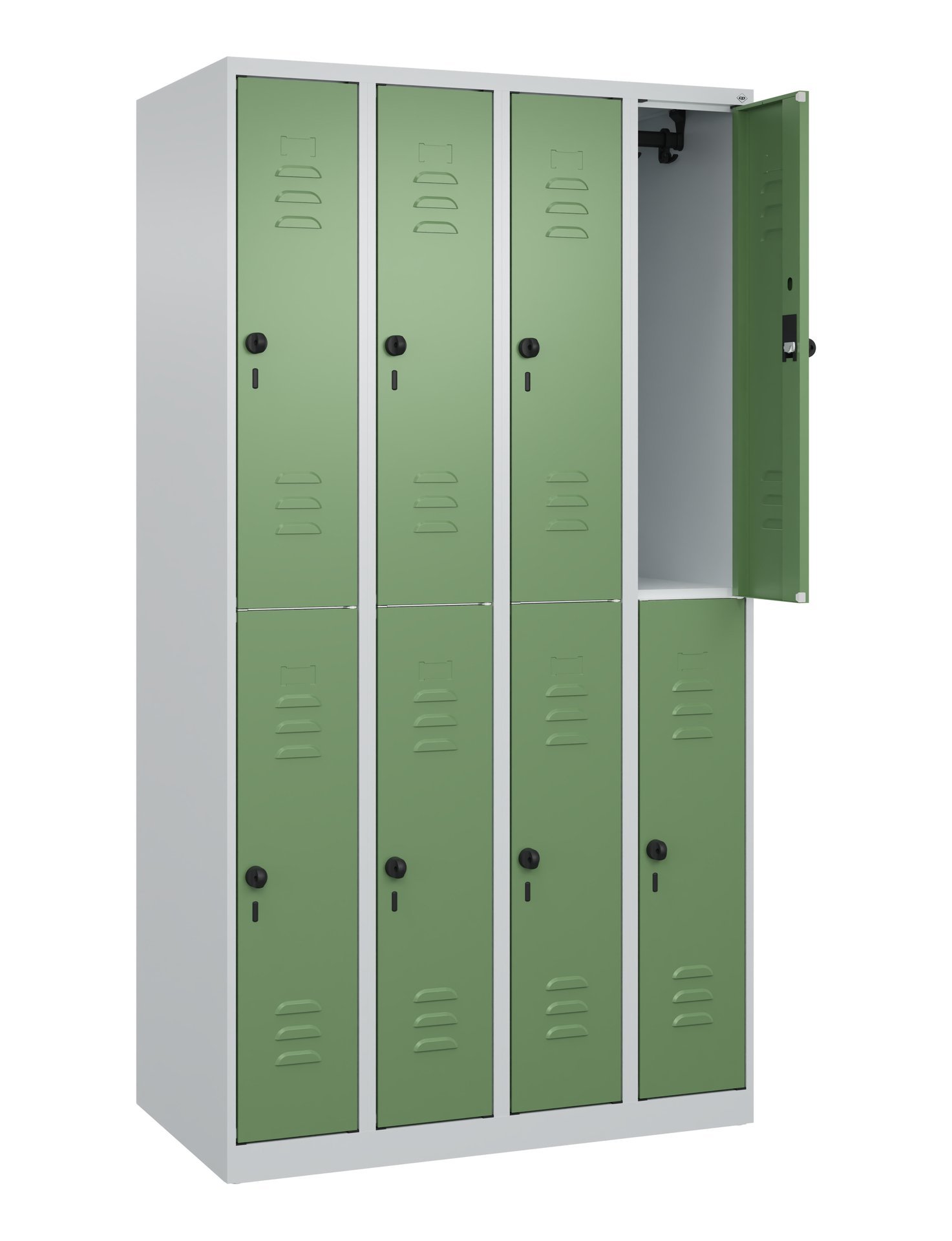 C+P Doppelstock-Spind Classic PLUS, 8 Fächer, 1850x1000x500mm, 7035/6011 Produktbild img1 L