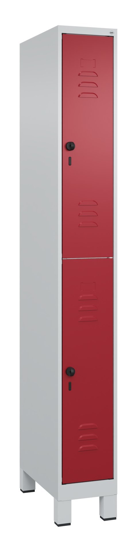 C+P Doppelstock-Spind Classic PLUS, Füße, 2 Fächer, 1950x250x500mm, 7035/3003 Produktbild img2 L