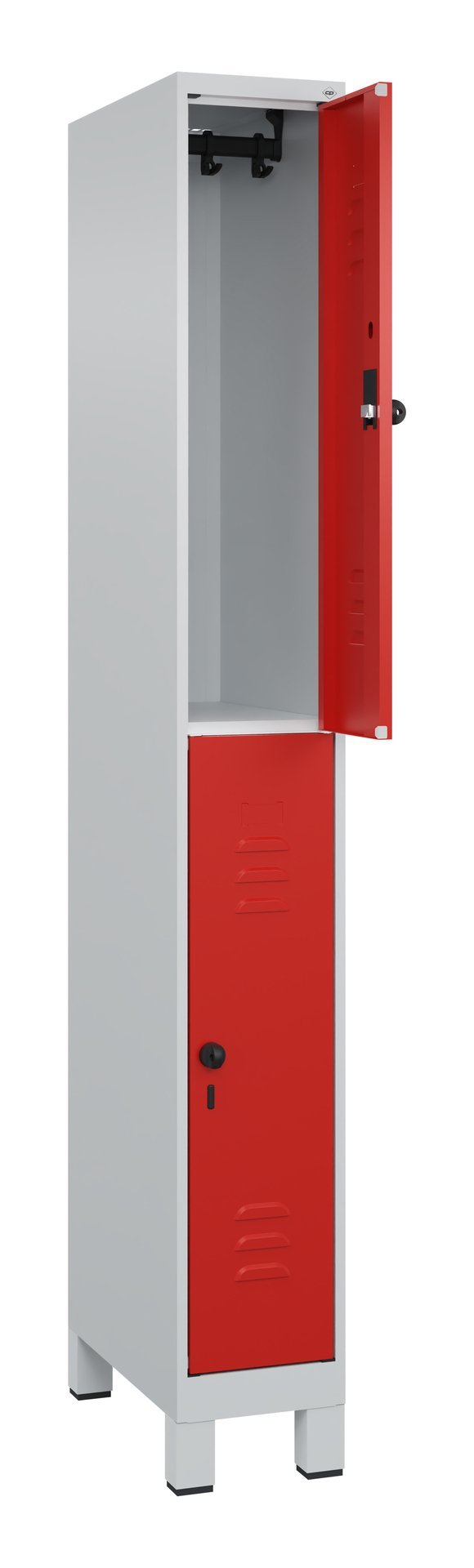 C+P Doppelstock-Spind Classic PLUS, Füße, 2 Fächer, 1950x250x500mm, 7035/3020 Produktbild img1 L