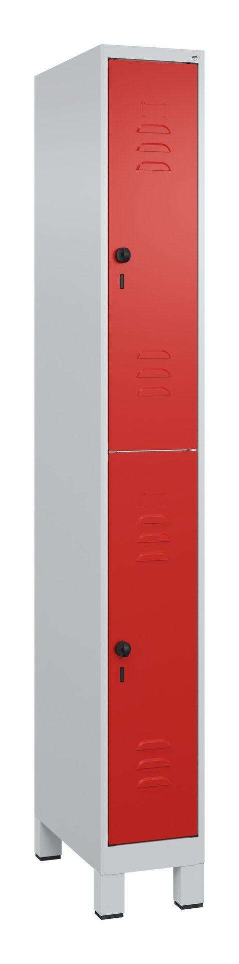 C+P Doppelstock-Spind Classic PLUS, Füße, 2 Fächer, 1950x250x500mm, 7035/3020 Produktbild img2 L