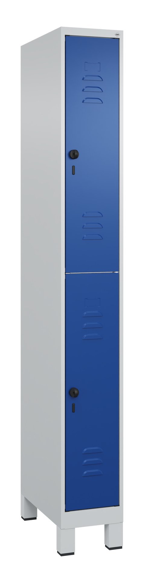 C+P Doppelstock-Spind Classic PLUS, Füße, 2 Fächer, 1950x250x500mm, 7035/5010 Produktbild img2 L