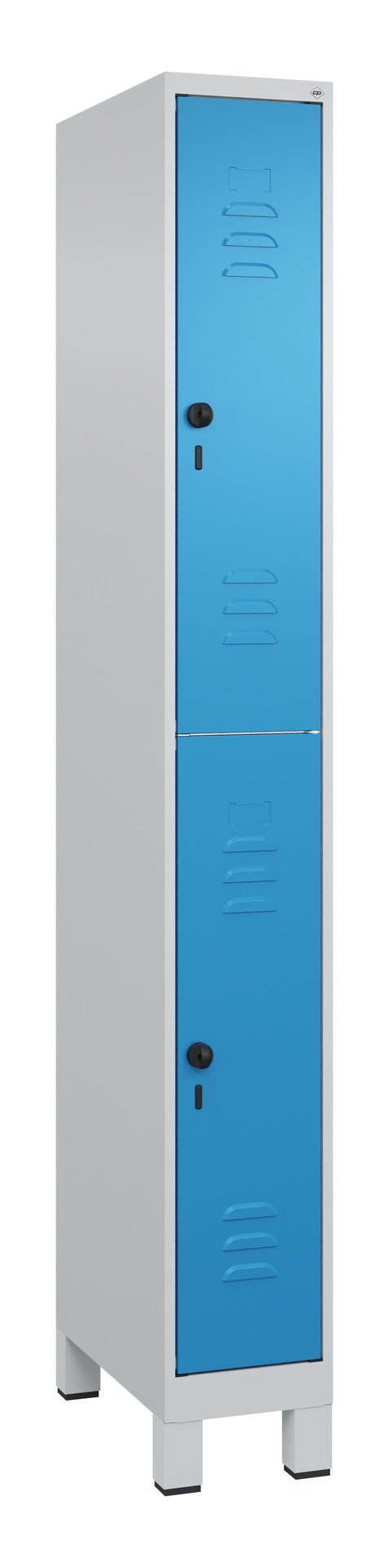 C+P Doppelstock-Spind Classic PLUS, Füße, 2 Fächer, 1950x250x500mm, 7035/5012 Produktbild img2 L