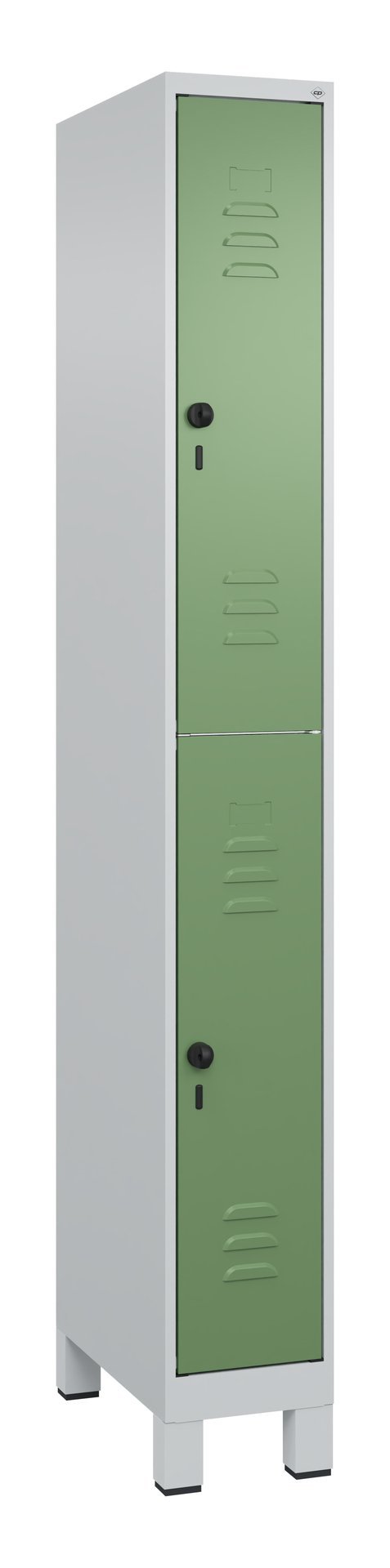 C+P Doppelstock-Spind Classic PLUS, Füße, 2 Fächer, 1950x250x500mm, 7035/6011 Produktbild img2 L