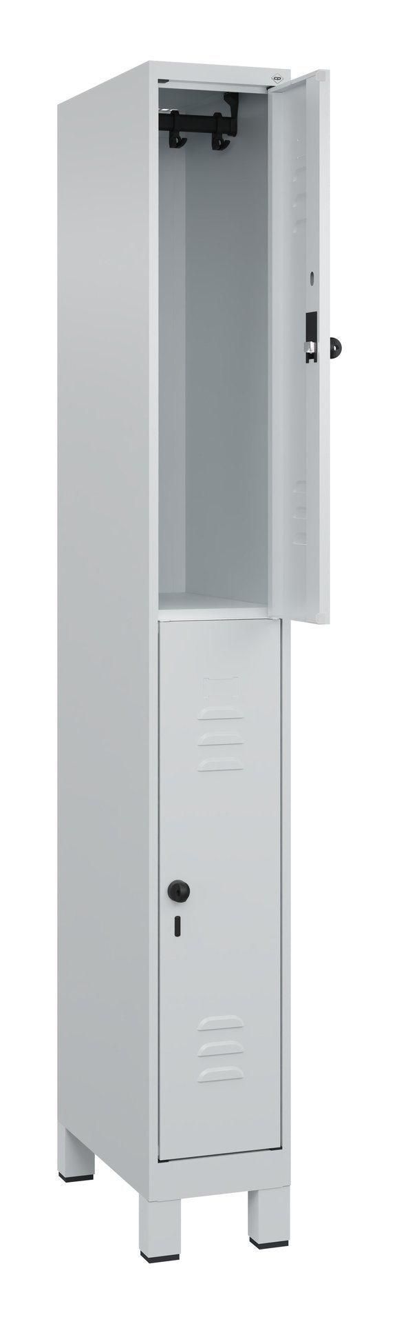 C+P Doppelstock-Spind Classic PLUS, Füße, 2 Fächer, 1950x250x500mm, 7035/7035 Produktbild img1 L