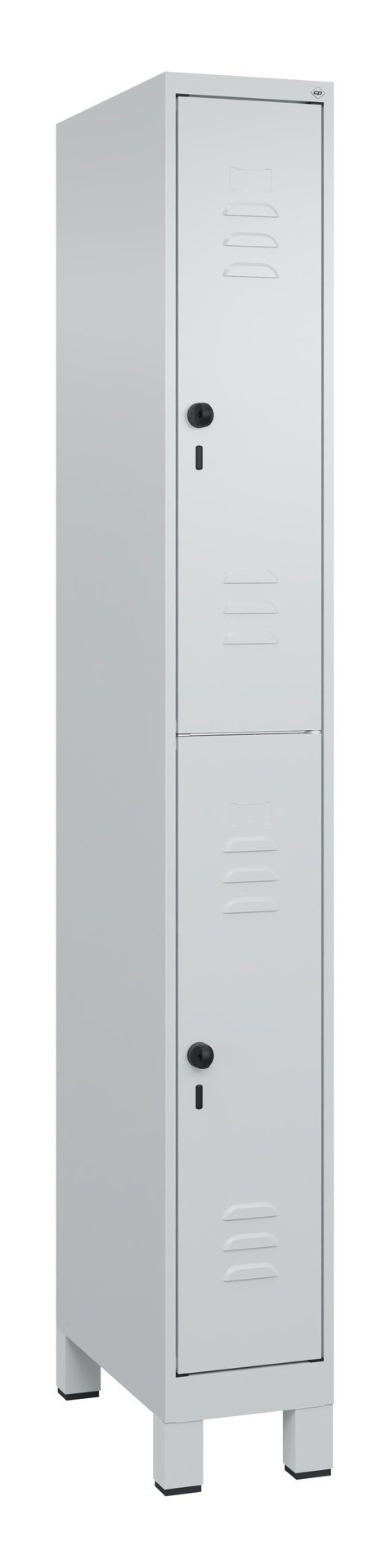 C+P Doppelstock-Spind Classic PLUS, Füße, 2 Fächer, 1950x250x500mm, 7035/7035 Produktbild img2 L