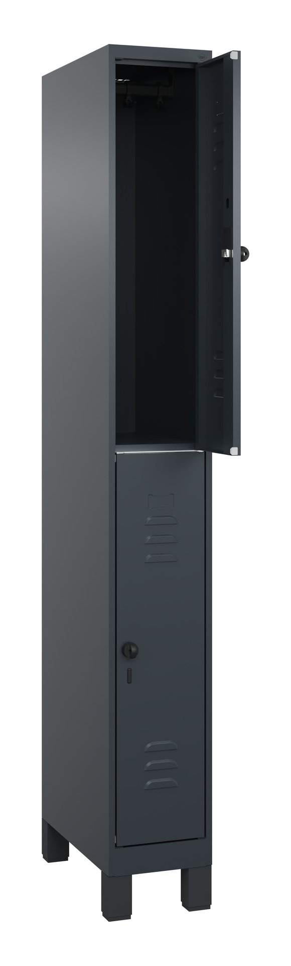 C+P Doppelstock-Spind Classic PLUS, Füße, 2 Fächer, 1950x250x500mm, 7016/7016 Produktbild img1 L