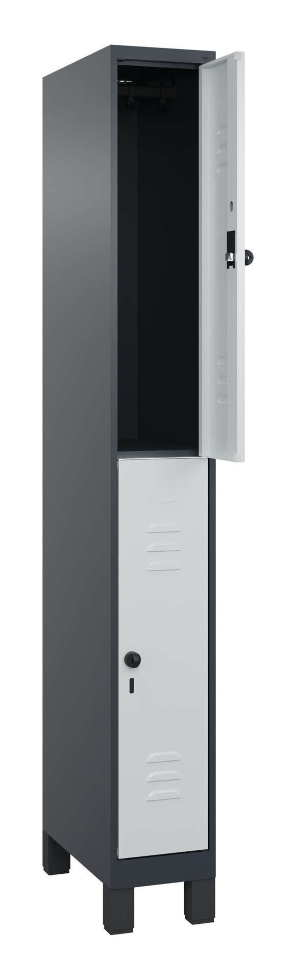 C+P Doppelstock-Spind Classic PLUS, Füße, 2 Fächer, 1950x250x500mm, 7016/7035 Produktbild img1 L