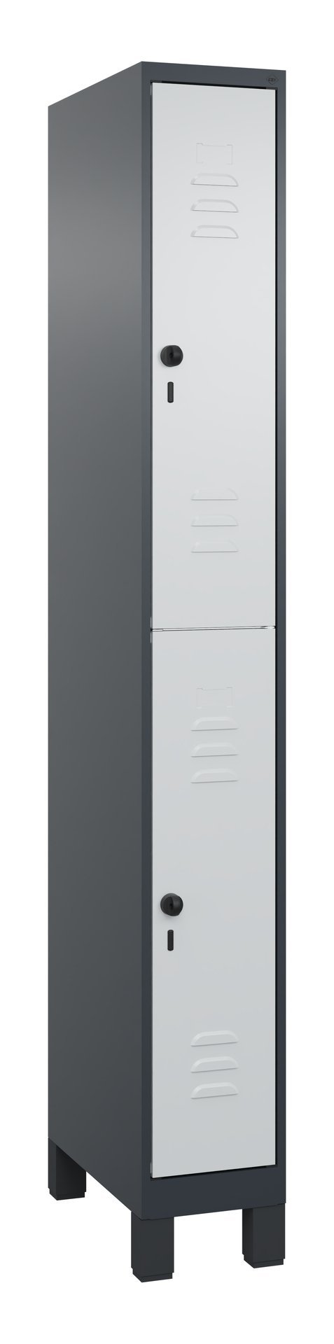 C+P Doppelstock-Spind Classic PLUS, Füße, 2 Fächer, 1950x250x500mm, 7016/7035 Produktbild img2 L