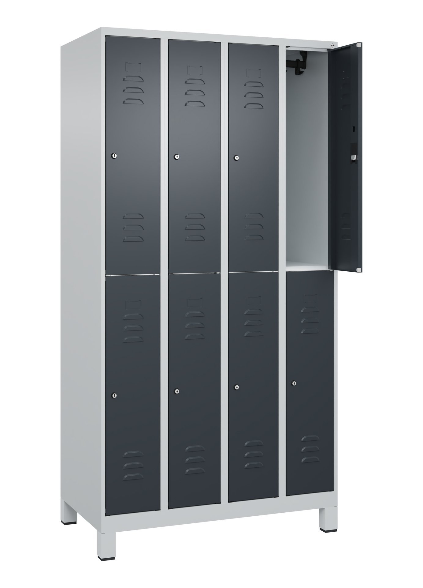 C+P Doppelstock-Spind Classic PLUS, Füße, 8 Fächer, 1950x1000x500mm, 7035/7016 Produktbild img1 L