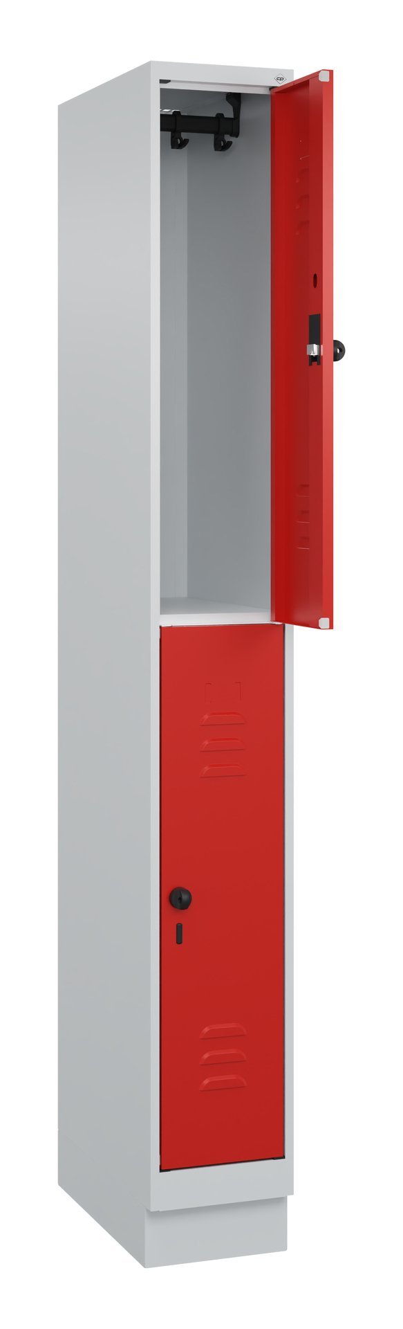 C+P Doppelstock-Spind Classic PLUS, Sockel, 2 Fächer, 1950x250x500mm, 7035/3020 Produktbild img1 L