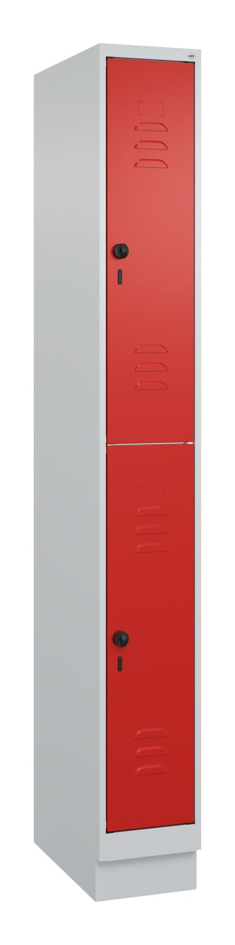C+P Doppelstock-Spind Classic PLUS, Sockel, 2 Fächer, 1950x250x500mm, 7035/3020 Produktbild img2 L