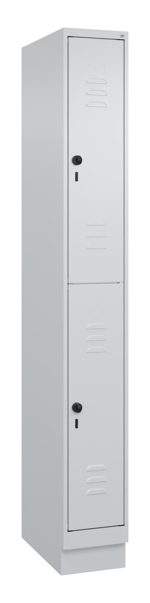 C+P Doppelstock-Spind Classic PLUS, Sockel, 2 Fächer, 1950x250x500mm, 7035/7035 Produktbild img2 L