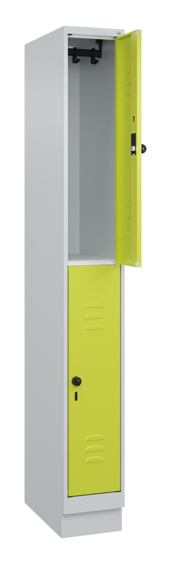 C+P Doppelstock-Spind Classic PLUS, Sockel, 2 Fächer, 1950x250x500mm, 7035/0024 Produktbild img1 L