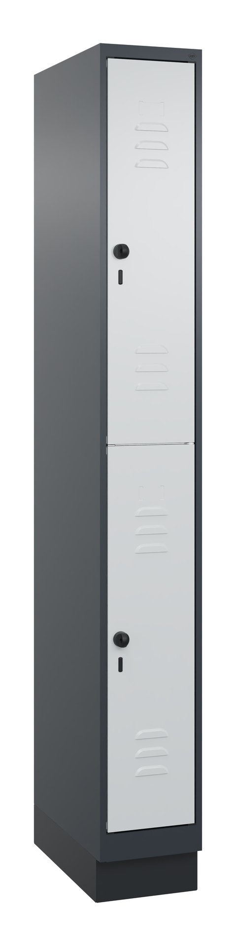 C+P Doppelstock-Spind Classic PLUS, Sockel, 2 Fächer, 1950x250x500mm, 7016/7035 Produktbild img2 L