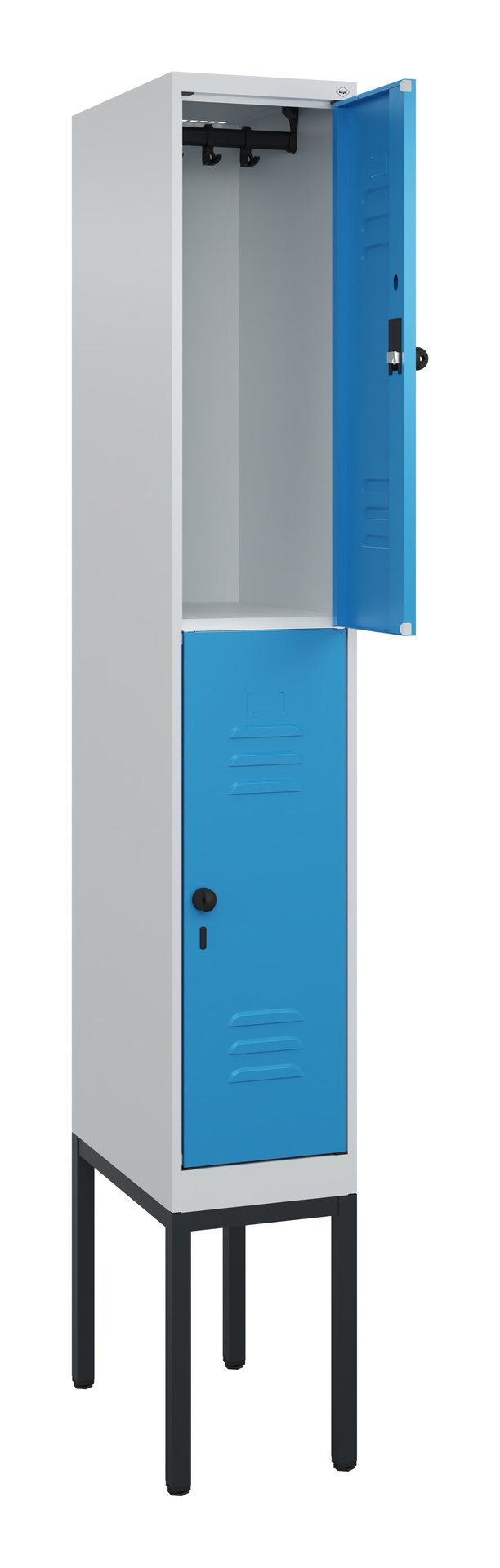 C+P Doppelstock-Spind Classic PLUS, Gestell, 2 Fächer, 2120x300x500mm, 7035/5012 Produktbild img1 L