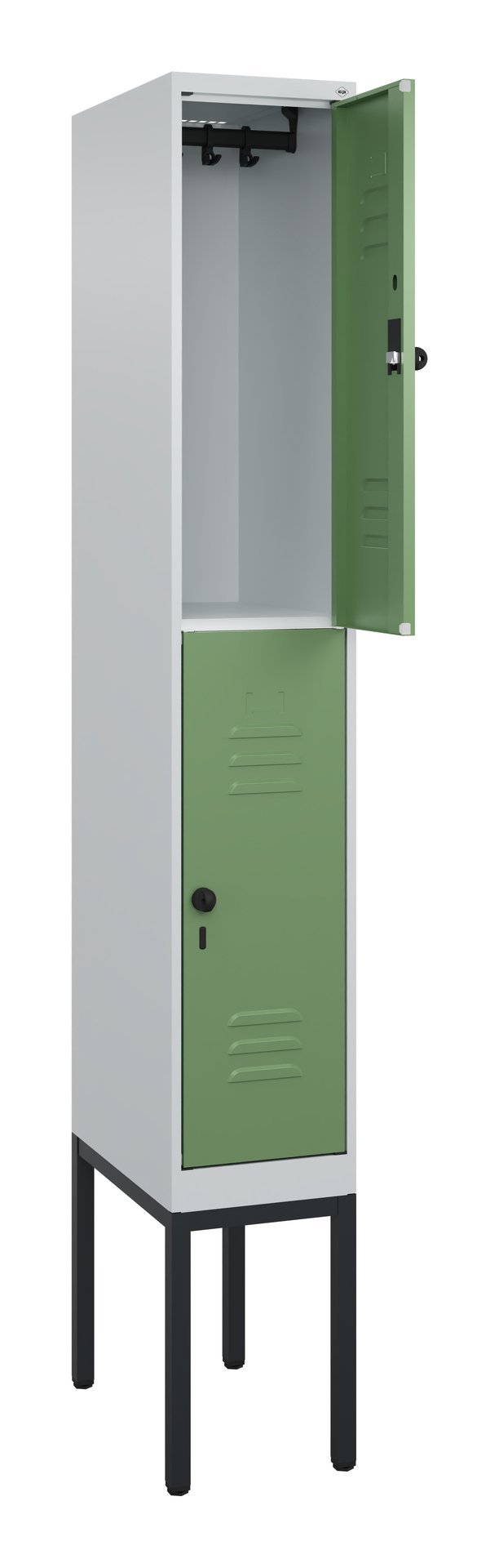 C+P Doppelstock-Spind Classic PLUS, Gestell, 2 Fächer, 2120x300x500mm, 7035/6011 Produktbild img1 L