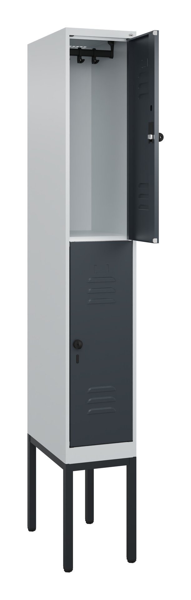 C+P Doppelstock-Spind Classic PLUS, Gestell, 2 Fächer, 2120x300x500mm, 7035/7016 Produktbild img1 L