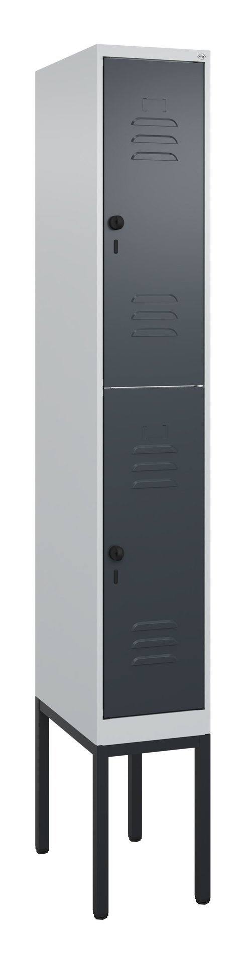 C+P Doppelstock-Spind Classic PLUS, Gestell, 2 Fächer, 2120x300x500mm, 7035/7016 Produktbild img2 L