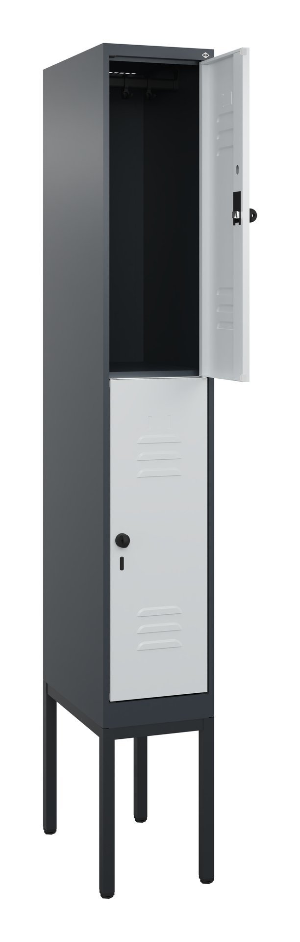 C+P Doppelstock-Spind Classic PLUS, Gestell, 2 Fächer, 2120x300x500mm, 7016/7035 Produktbild img1 L