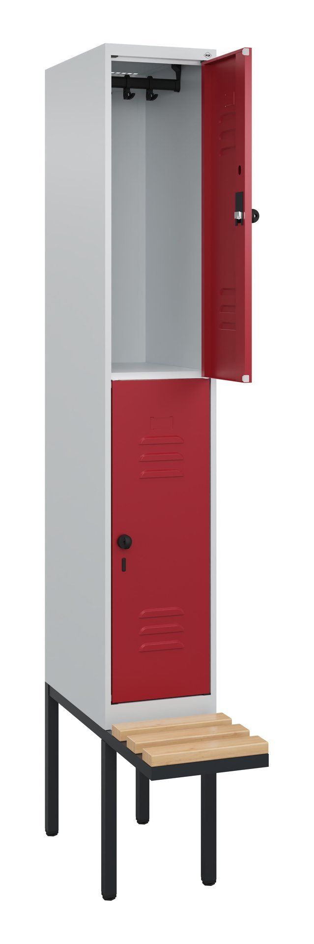 C+P Doppelstock-Spind Classic PLUS, Bank, 2 Fächer, 2120x300x815mm, 7035/3003 Produktbild img1 L