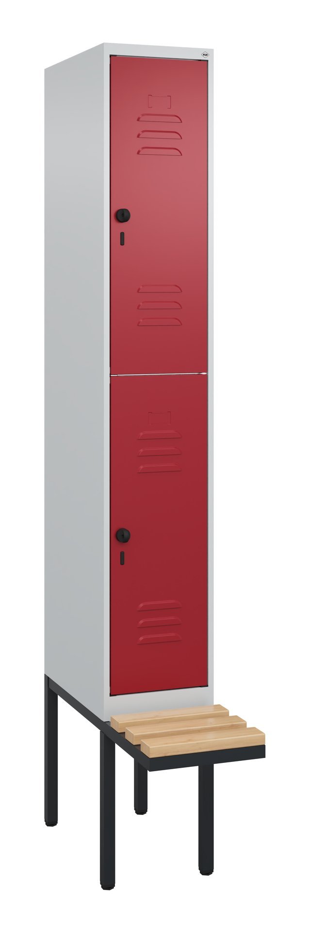 C+P Doppelstock-Spind Classic PLUS, Bank, 2 Fächer, 2120x300x815mm, 7035/3003 Produktbild img2 L