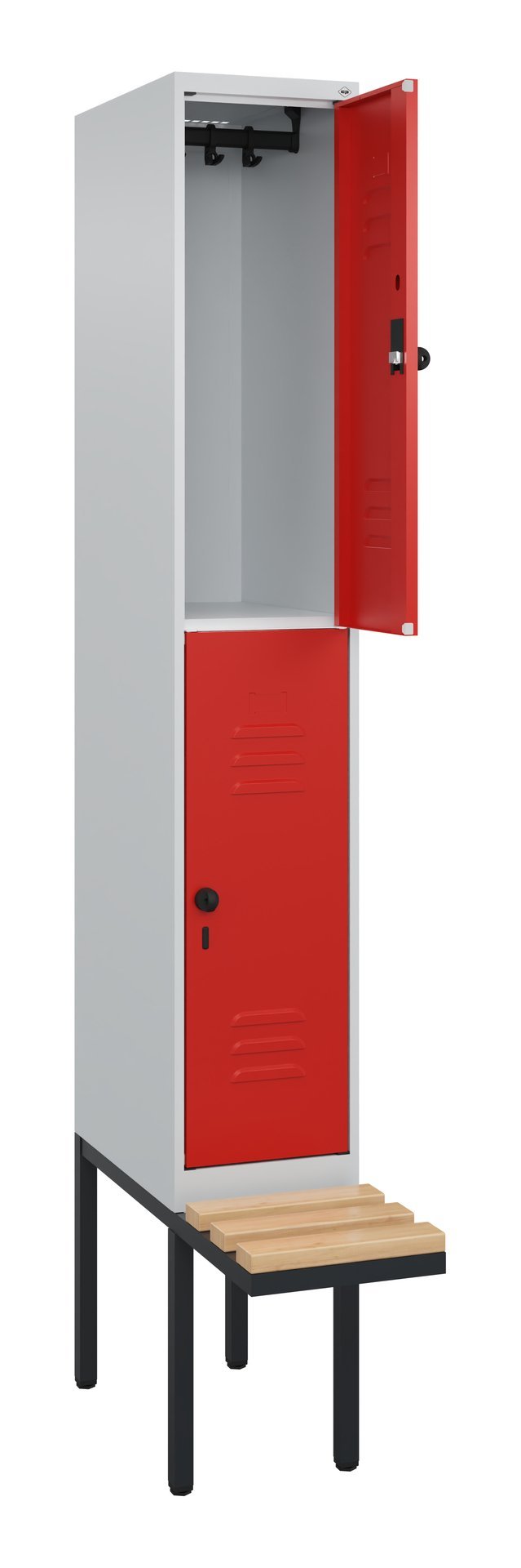 C+P Doppelstock-Spind Classic PLUS, Bank, 2 Fächer, 2120x300x815mm, 7035/3020 Produktbild img1 L