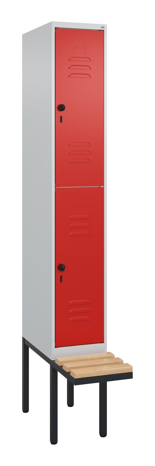 C+P Doppelstock-Spind Classic PLUS, Bank, 2 Fächer, 2120x300x815mm, 7035/3020 Produktbild img2 L