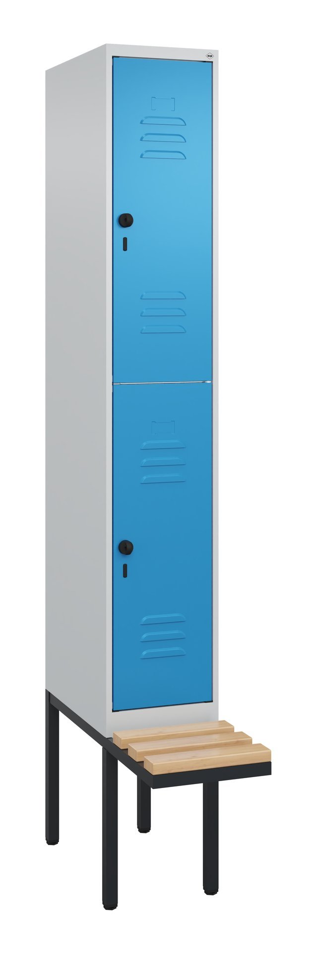 C+P Doppelstock-Spind Classic PLUS, Bank, 2 Fächer, 2120x300x815mm, 7035/5012 Produktbild img2 L
