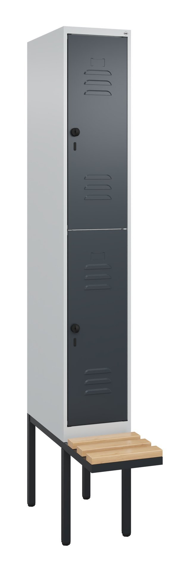C+P Doppelstock-Spind Classic PLUS, Bank, 2 Fächer, 2120x300x815mm, 7035/7016 Produktbild img2 L