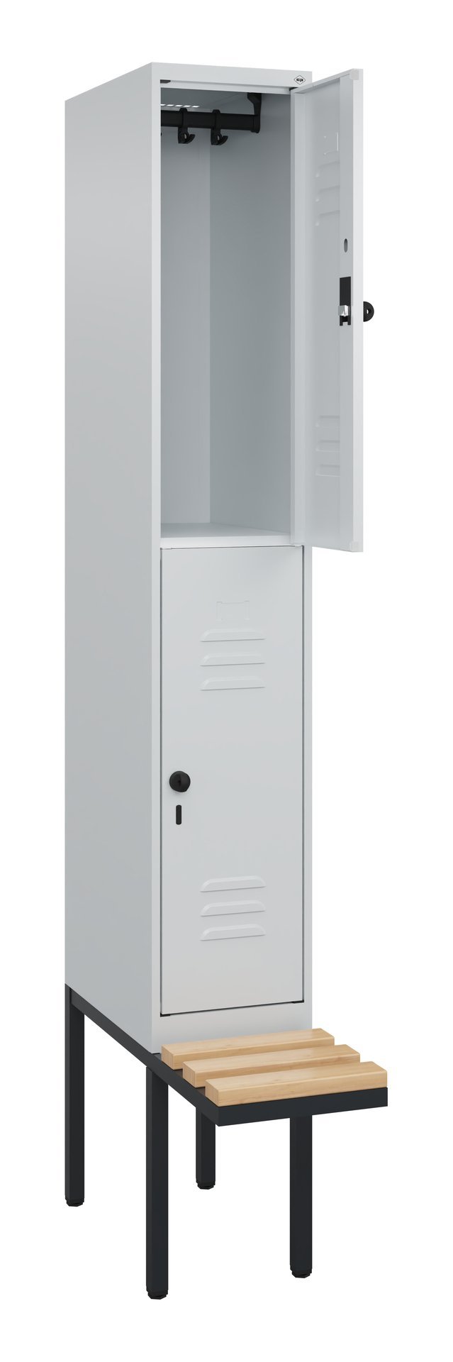 C+P Doppelstock-Spind Classic PLUS, Bank, 2 Fächer, 2120x300x815mm, 7035/7035 Produktbild img1 L